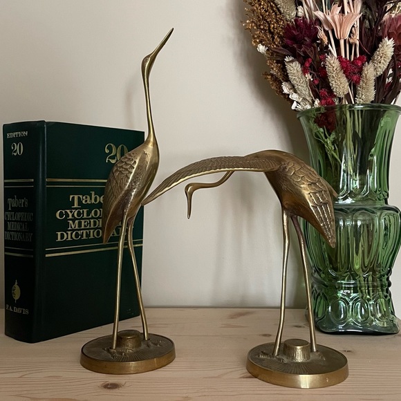 Pair of Vintage Brass Cranes - Picture 2 of 2